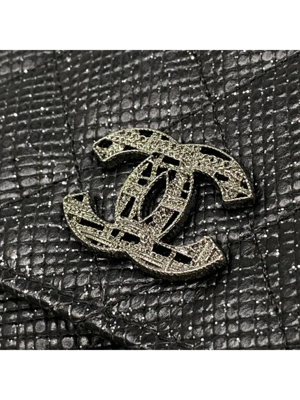 Chanel Wallet Quilted Black Chain Leather Shoulder Bag